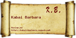 Kabai Barbara névjegykártya